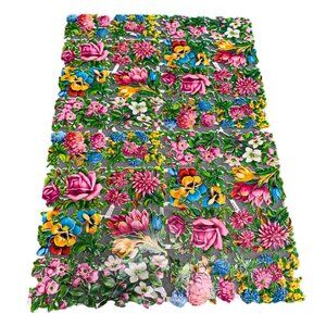 Vintage Germany Die-Cut Scrap Sheet Floral #1109 Design 13" x 9.5"